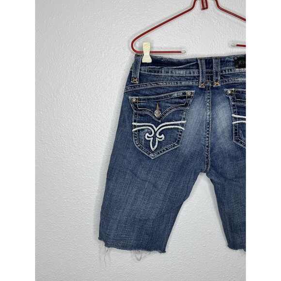 Rock Revival Shorts Womens 32 Stephanie Cut Off Denim Flap Embelished Pocket Y2K - Picture 8 of 16